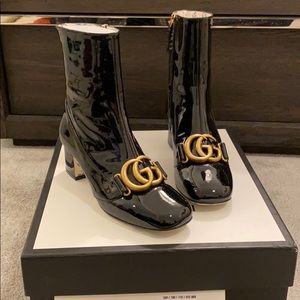 New Gucci Vitello vernice soft black boots